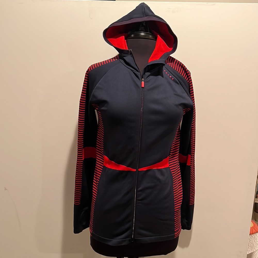 FALKE women’s lg RU running jacket, red and navy